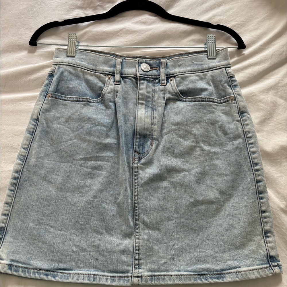 High Rise Denim A-Line Skirt